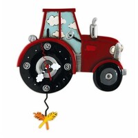 Tractor Time Red Pendulum Clock