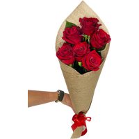 Hessian 6 Red Rose Bouquet